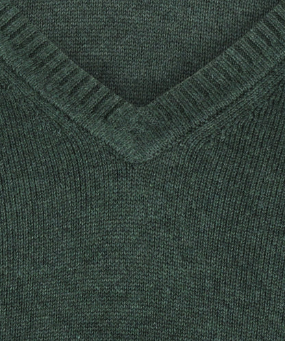 Baumwollpullover mit V-Ausschnitt | Grün