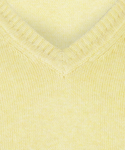 Baumwollpullover mit V-Ausschnitt | Gelb