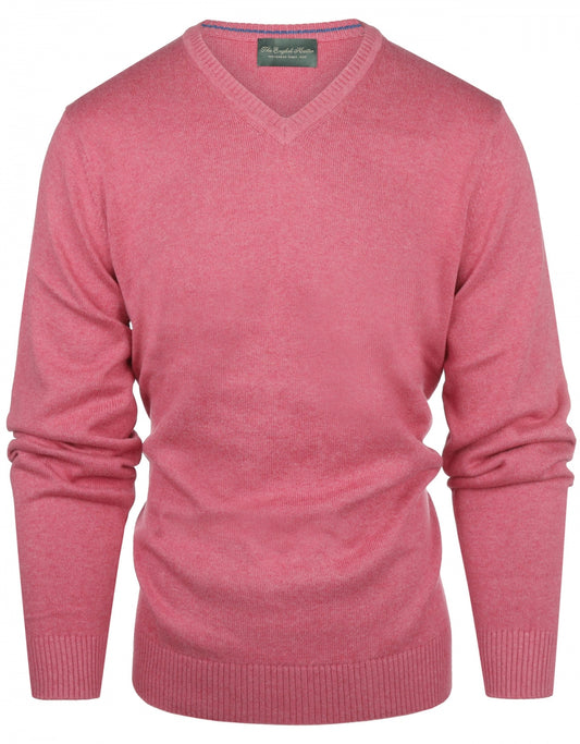 Cotton v-neck sweater | Pink