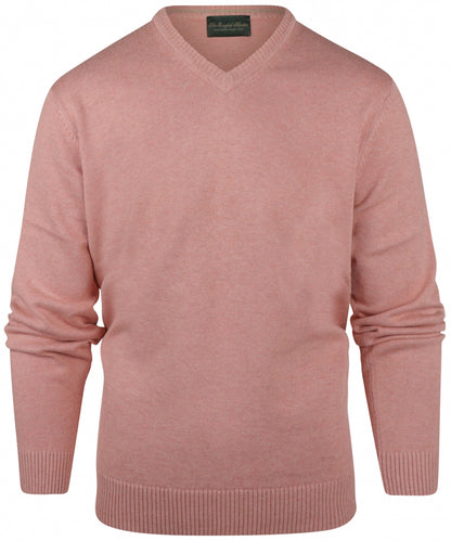 Baumwollpullover mit V-Ausschnitt | Rosa