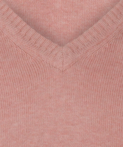 Baumwollpullover mit V-Ausschnitt | Rosa