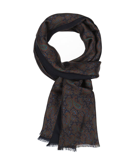 Seidenschal mit Wollfutter | Blau