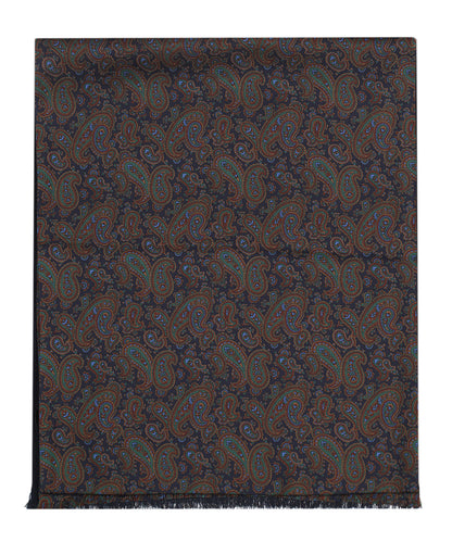 Sjaal Zijde/Wol | Navy Paisley Groen