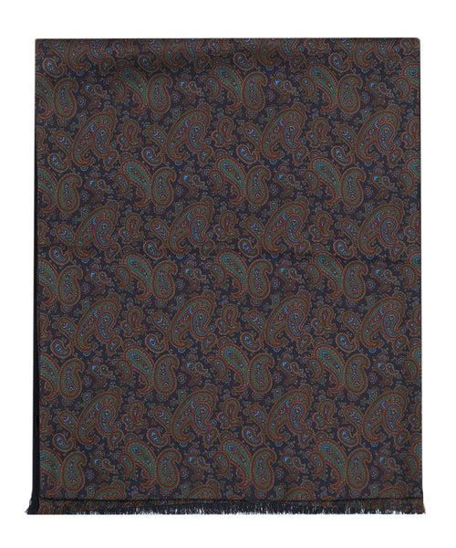 Zijden sjaal met wollen tegenvoering | Blauw