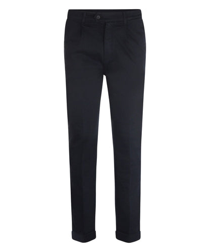 Boston-Hose mit Bundfalten und Umschlag | Marineblau