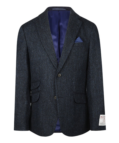 Harris Tweed Colbert | Donkerblauw Visgraad