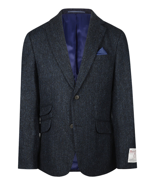 Harris Tweed Colbert | Donkerblauw Visgraad