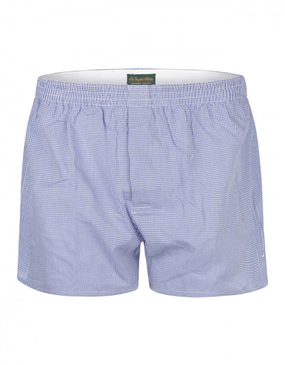 Boxershort katoen | Blauw Ruit Fijn