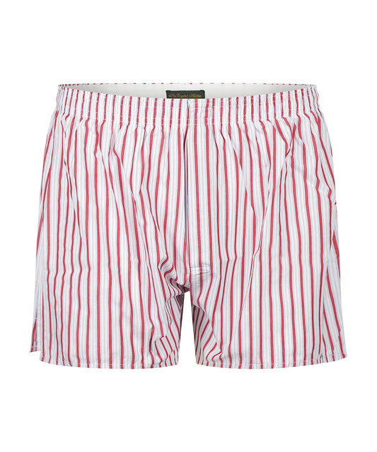 Katoenen Boxershort | Streep Rood Lichtblauw Wit