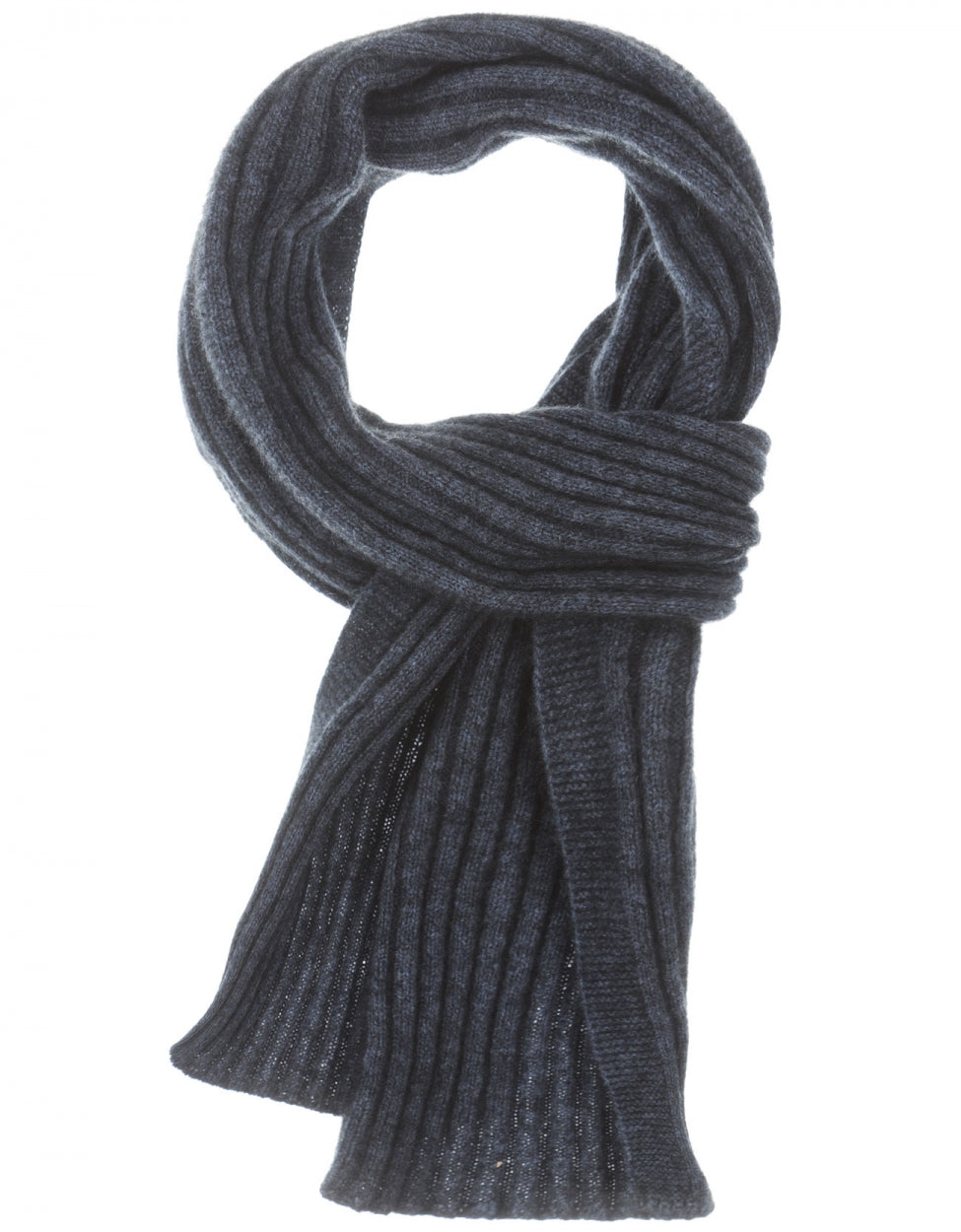 Gerippter Schal aus Merinowollmischung 165x16 | Blau