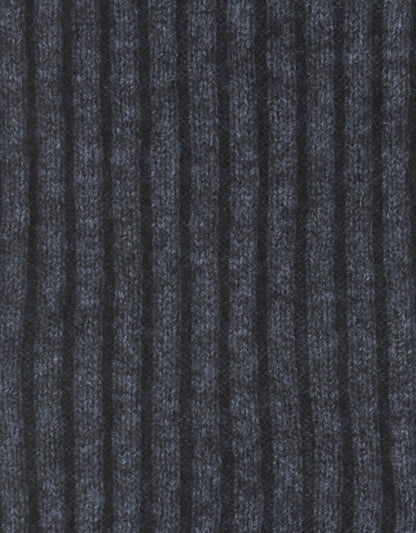 Gerippter Schal aus Merinowollmischung 165x16 | Blau