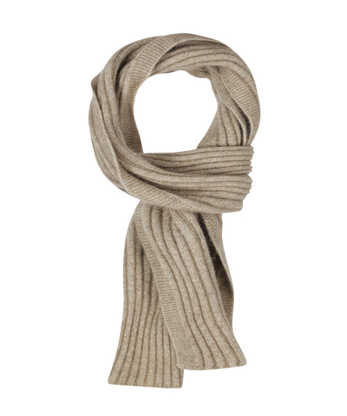 Ribbed scarf merino wool mix 165x16 | Beige