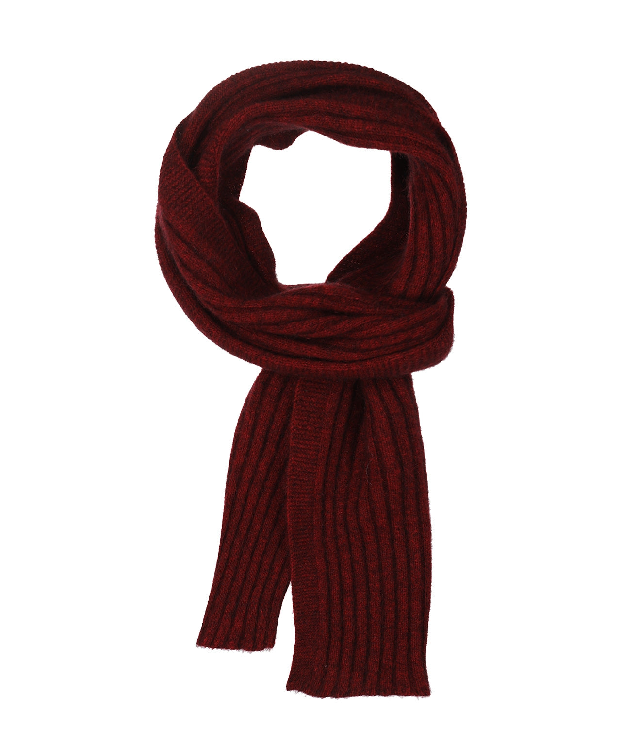 Gerippter Schal aus Merinowollmischung 165x16 | Rot