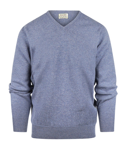 Pullover mit V-Ausschnitt aus Lammwolle *Sale* | Blue Lovat