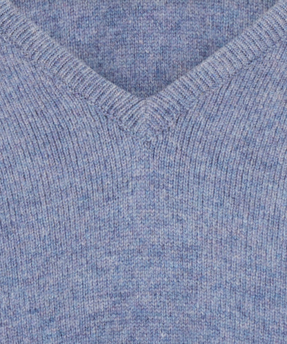 Pullover mit V-Ausschnitt aus Lammwolle *Sale* | Blue Lovat