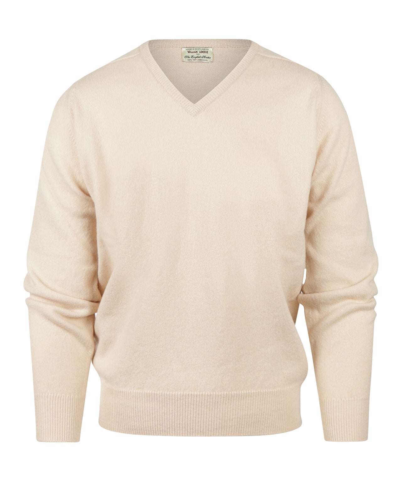 Pullover mit V-Ausschnitt aus Lammwolle *Sale* | Beige