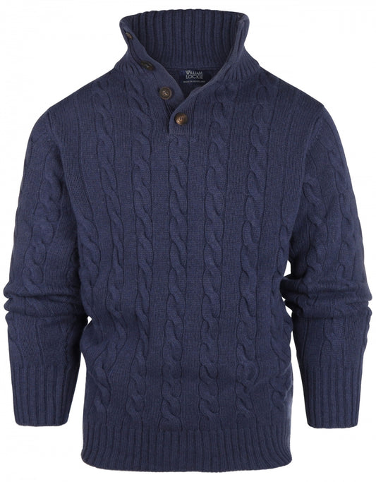 Polo-Pullover aus Kaschmir-Merinowolle | Denimblau