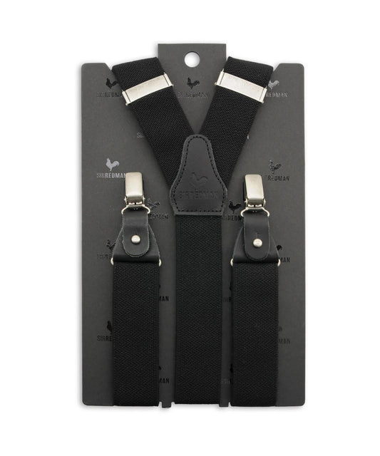 Luxuriöse Lederhosenträger mit Clips und Laschen | Schwarz