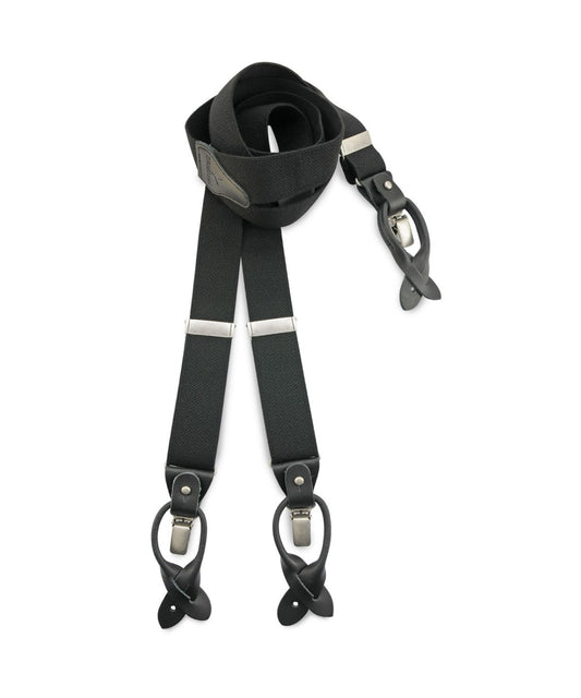 Luxuriöse Lederhosenträger mit Clips und Laschen | Schwarz