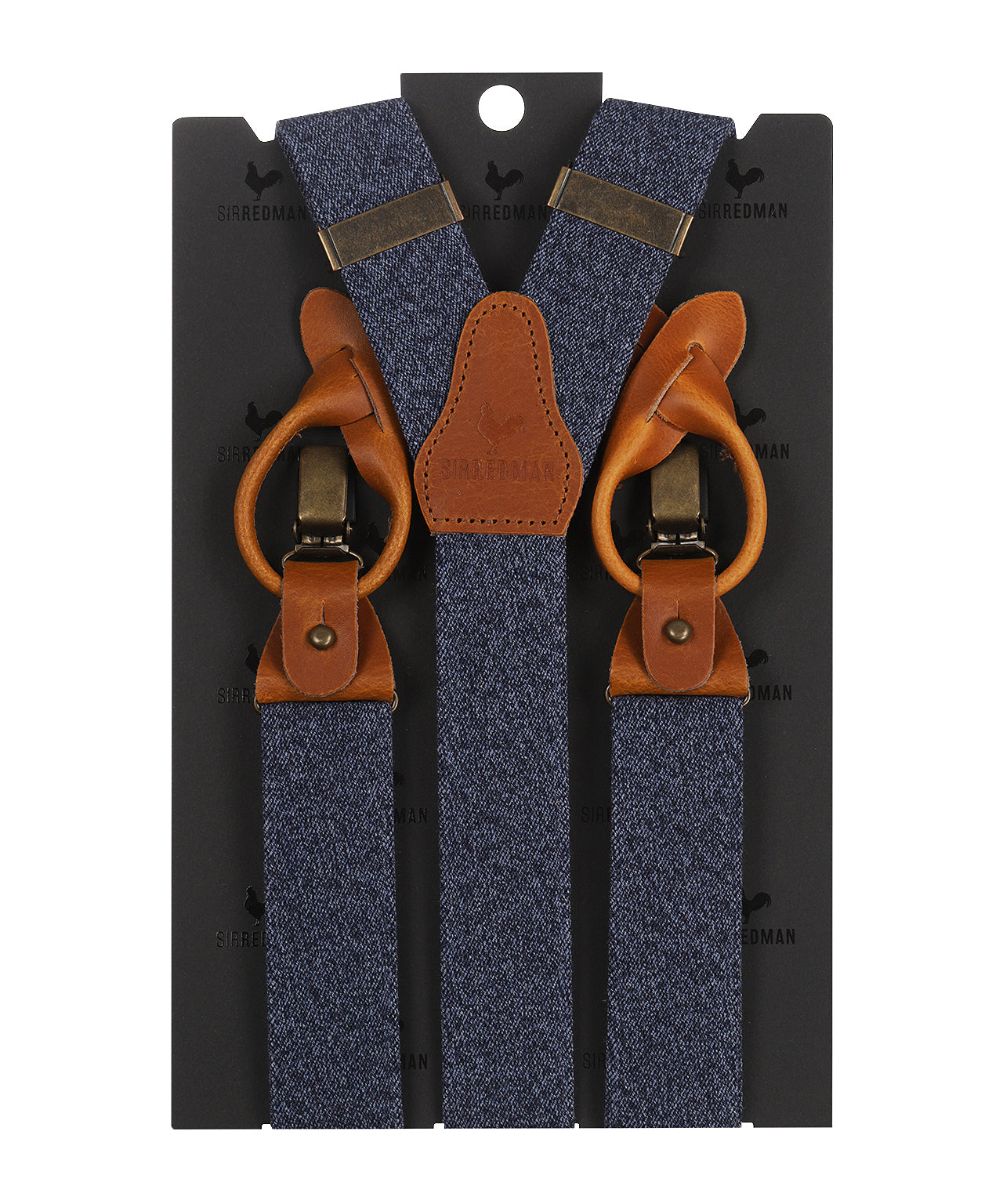 Luxuriöse Lederhosenträger mit Clips und Laschen | Blau