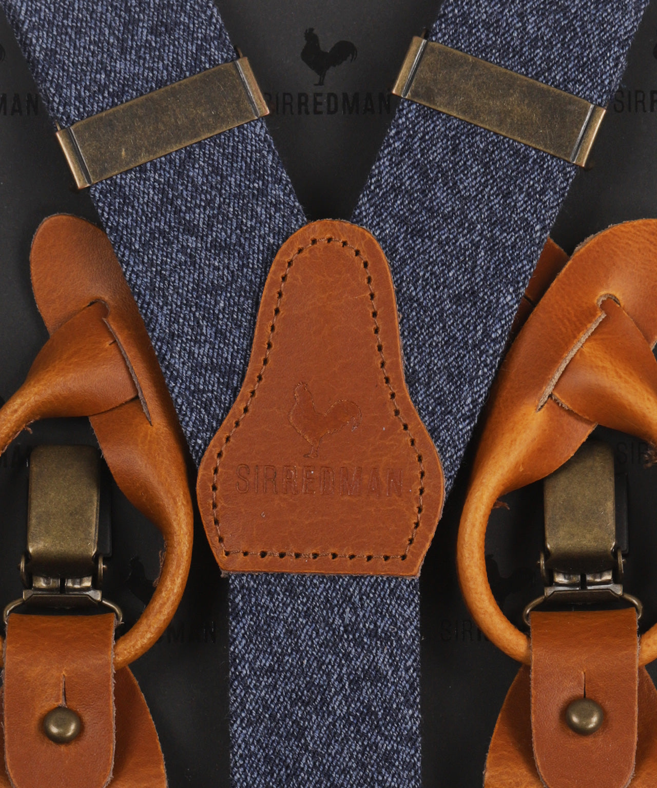 Luxuriöse Lederhosenträger mit Clips und Laschen | Blau