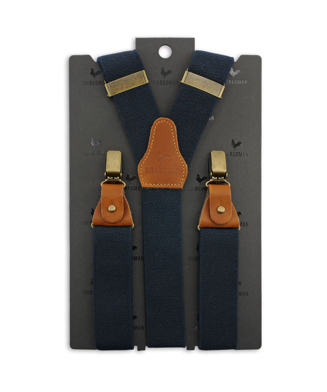 Luxuriöse Lederhosenträger mit Clips und Laschen | Marineblau