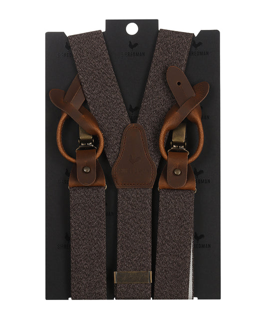 Luxuriöse Lederhosenträger mit Clips und Laschen | Braun