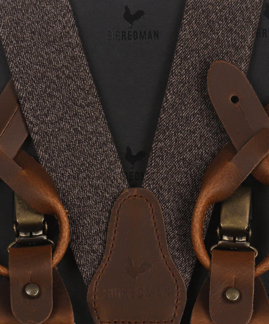 Luxuriöse Lederhosenträger mit Clips und Laschen | Braun