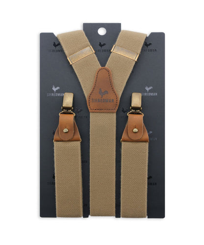 Luxe Bretels Clip/Leer | Zand
