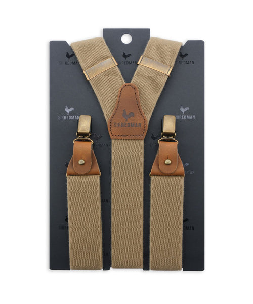 Luxury leather suspenders with clips and tabs | Brown