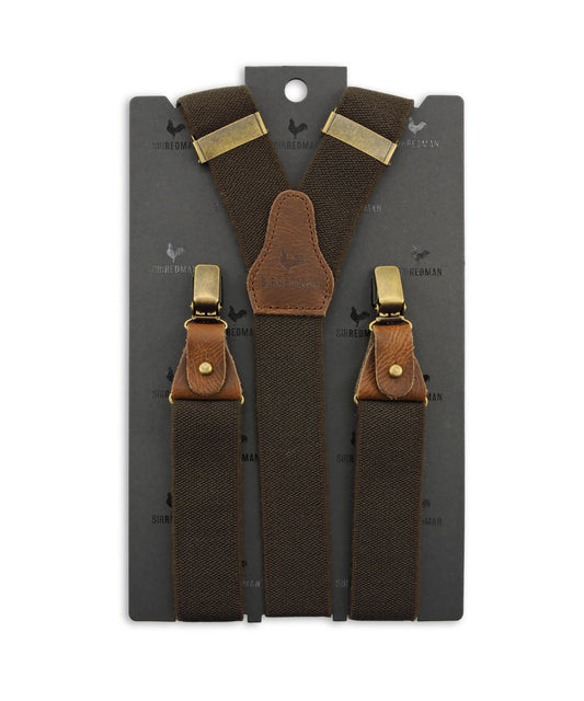 Luxuriöse Lederhosenträger mit Clips und Laschen | Braun