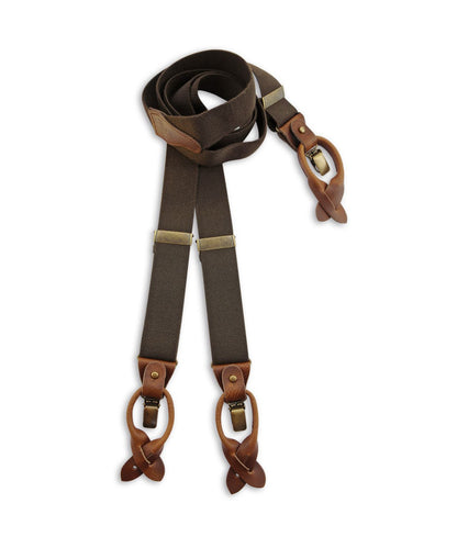 Luxuriöse Lederhosenträger mit Clips und Laschen | Braun