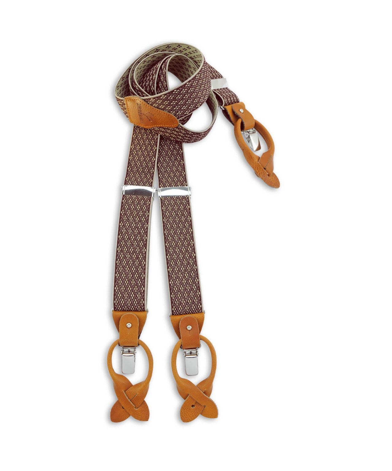 Luxuriöse Lederhosenträger mit Clips und Laschen | Rot