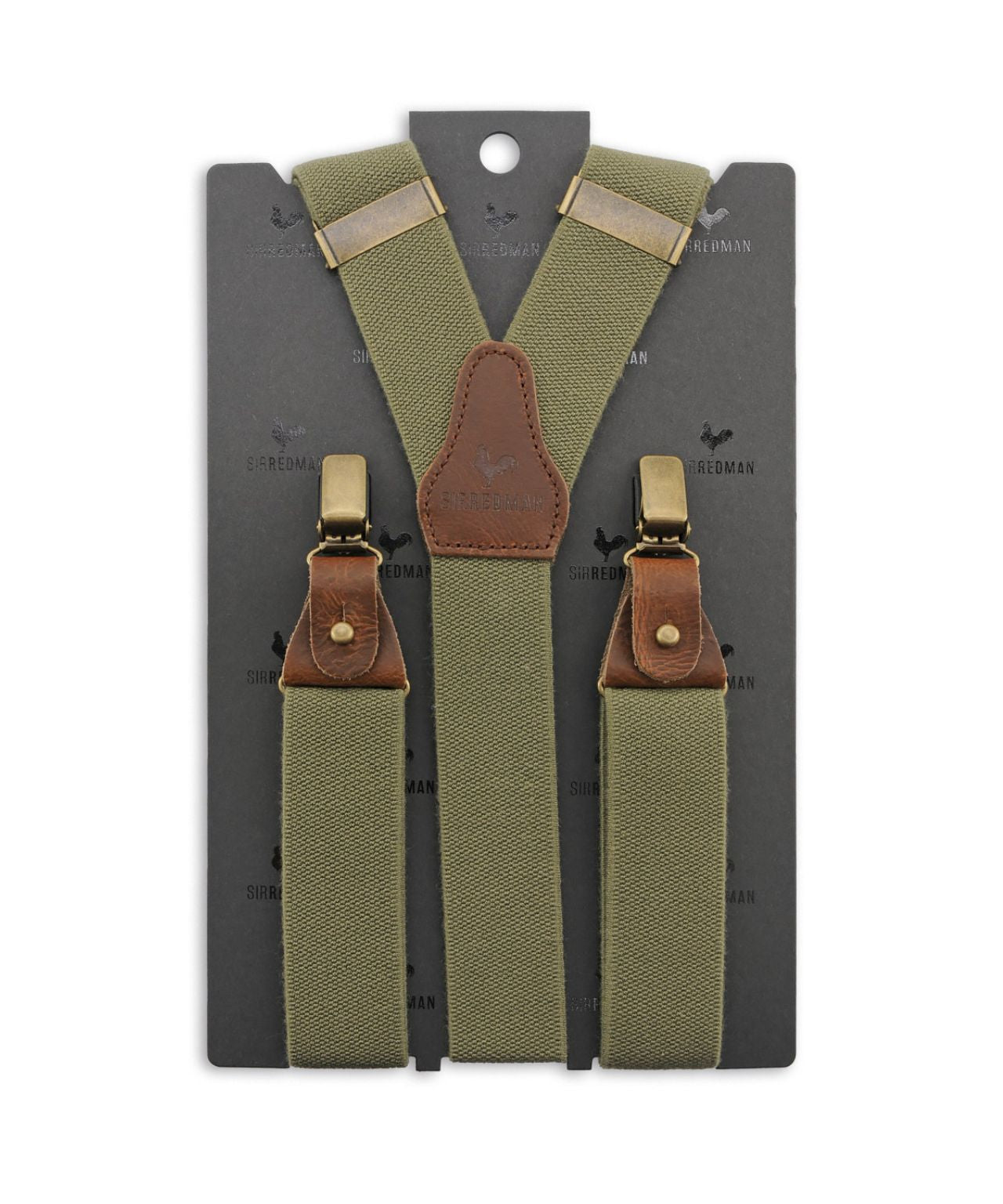 Luxuriöse Lederhosenträger mit Clips und Laschen | Grün