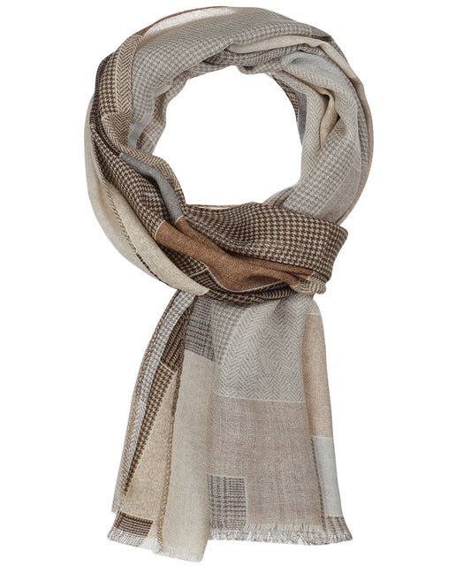 Patchwork-Wollschal | Braun