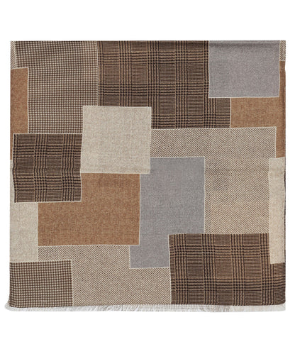 Sjaal Patchwork Wol | Beige Bruin