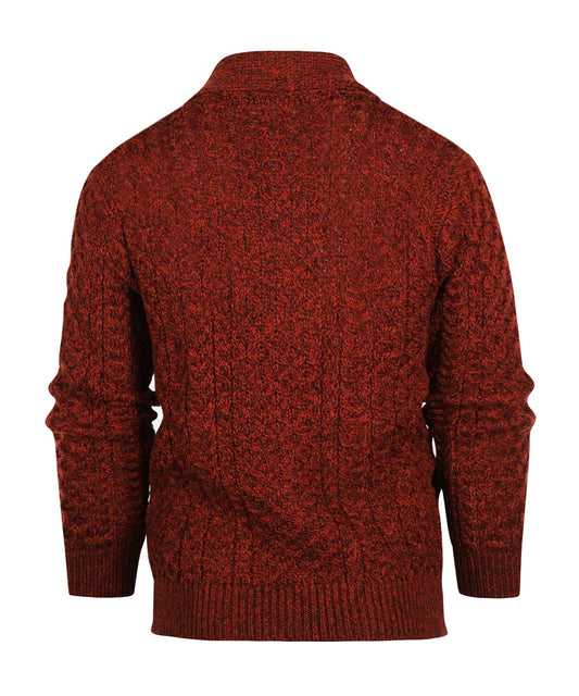Zopfmuster-Strickjacke mit Knöpfen aus Irland | Bordeauxrot