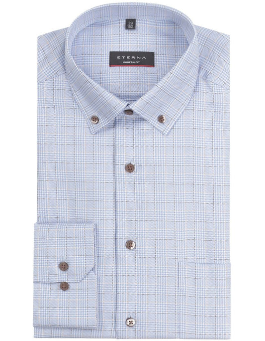 Kariertes Button-Down-Hemd | Blau