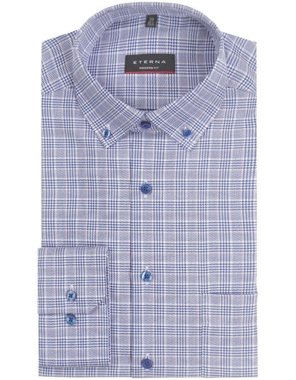 Kariertes Button-Down-Hemd | Blau