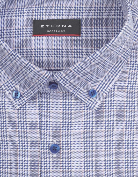 Kariertes Button-Down-Hemd | Blau