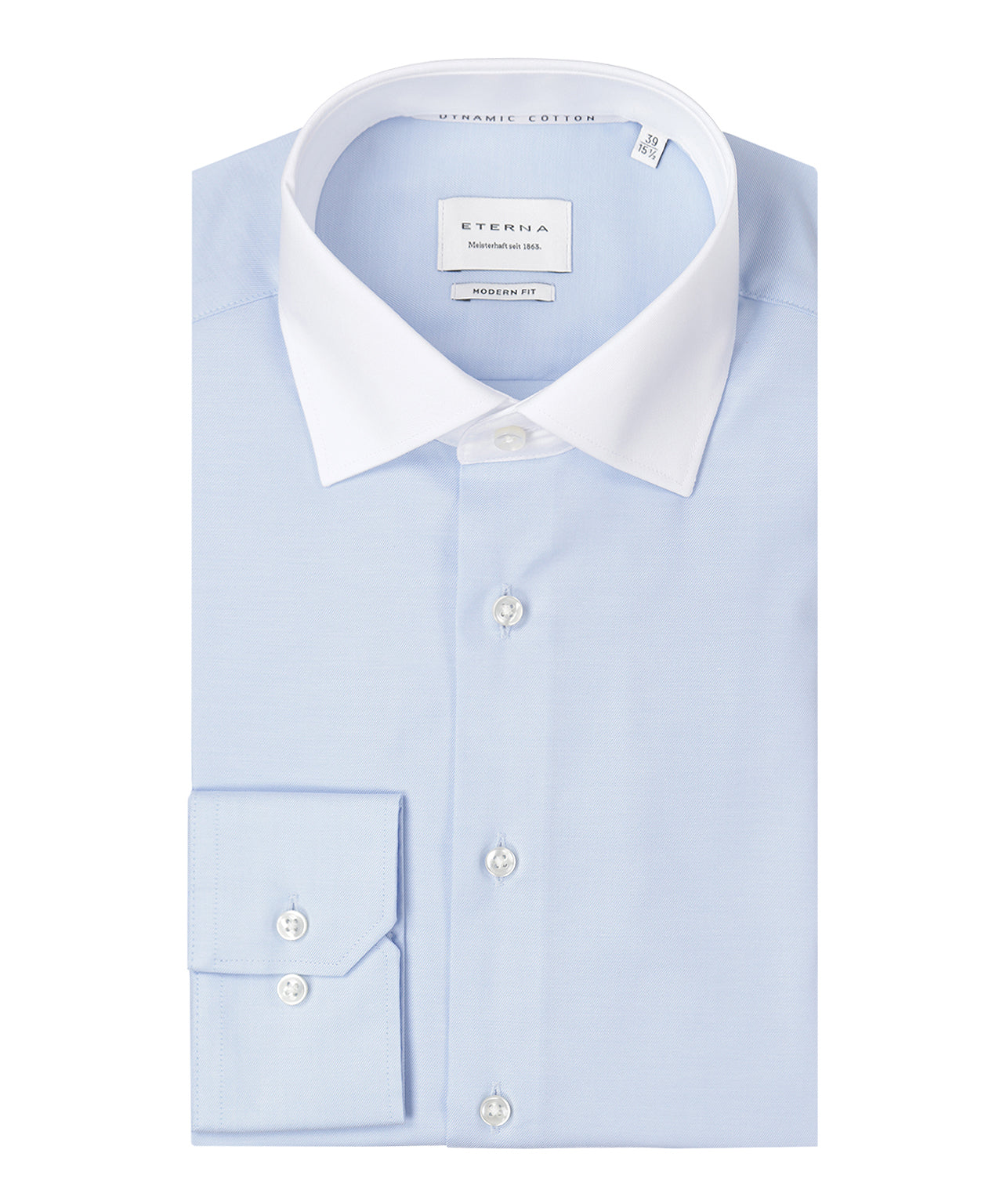 Shirt katoen SW | Lichtblauw Wit Boord