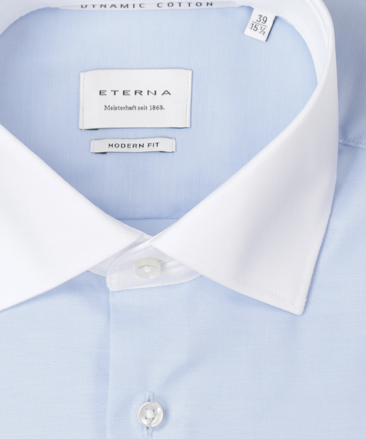 Shirt katoen SW | Lichtblauw Wit Boord