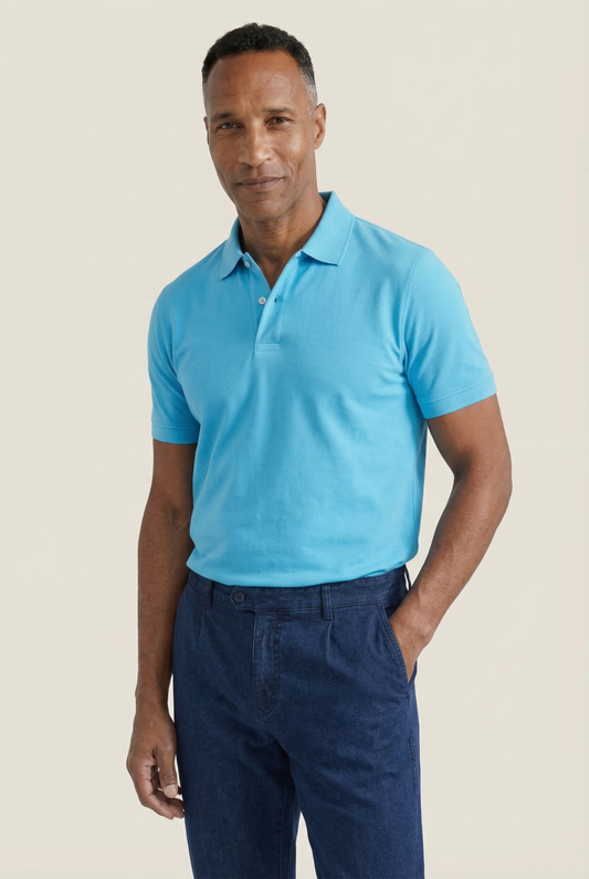 Kurzärmeliges Piqué-Poloshirt | Blau