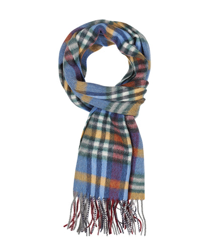 Sjaal Wol/Cashmere 30X190 | Donkerblauw Bordeaux Multi