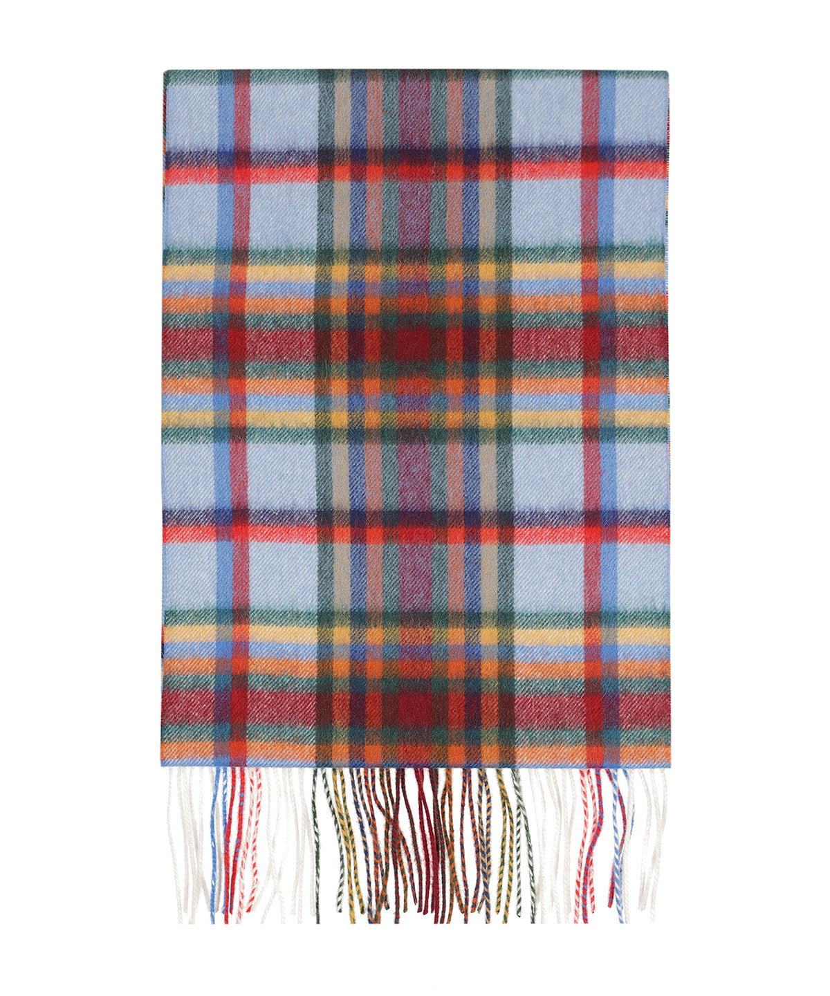 Sjaal Wol/Cashmere 30X190 | Lichtblauw Bordeaux Multi