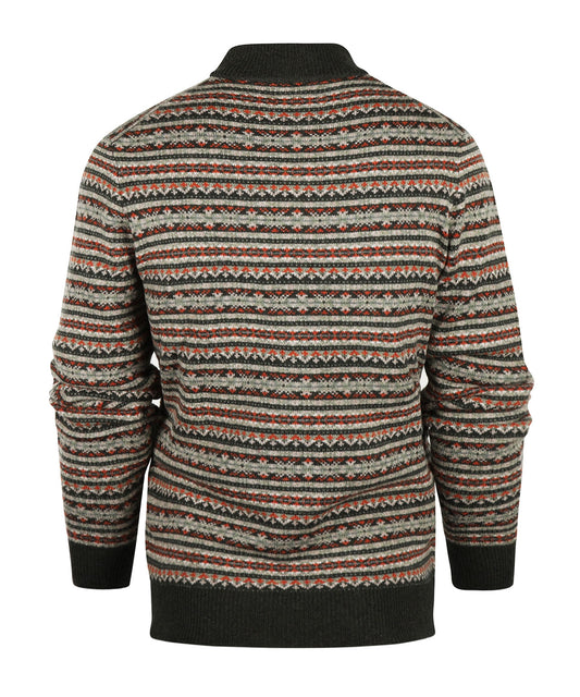 Fair-Isle-Polopullover | Grün