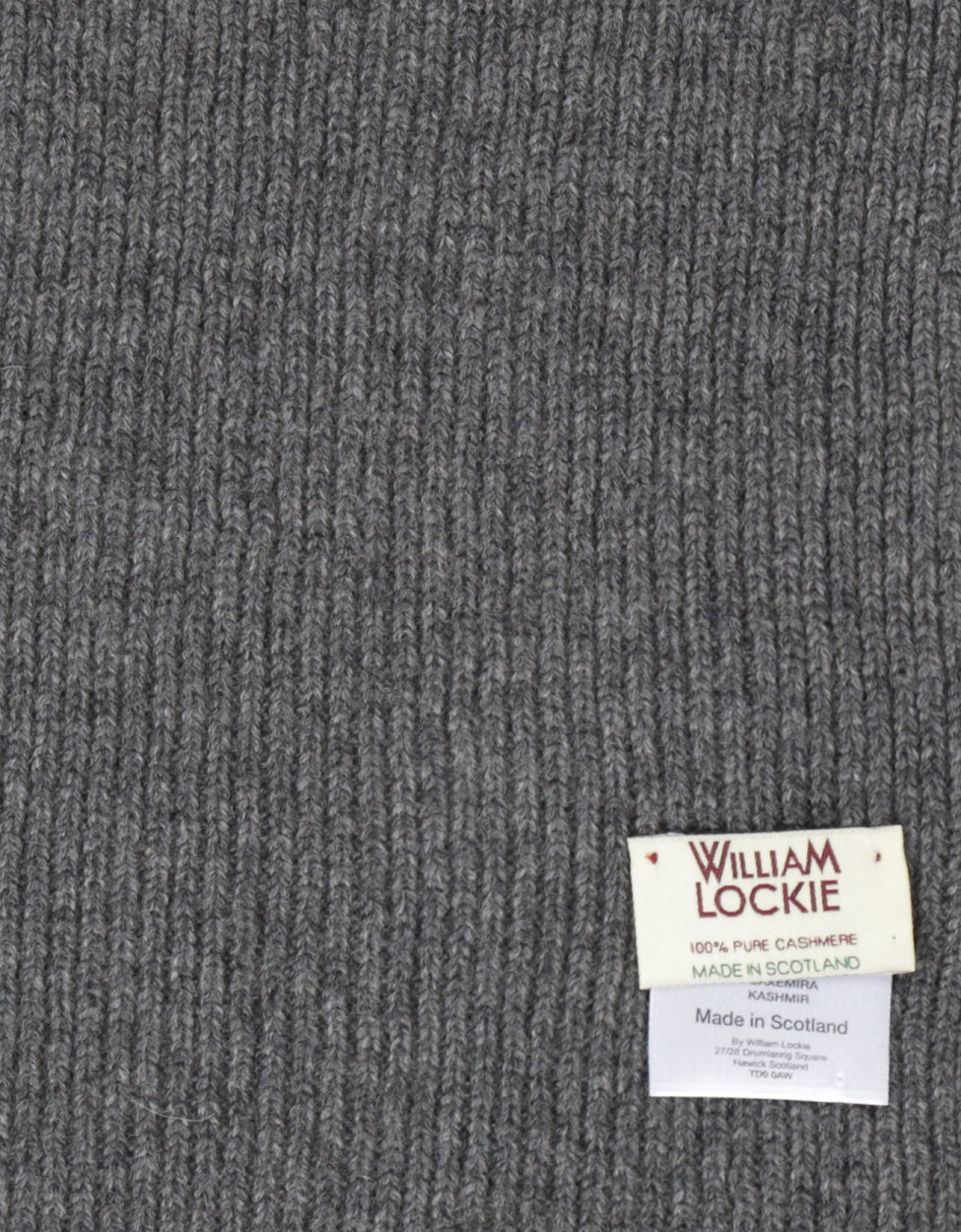 WL Cashmere Rib Scarf | Grey