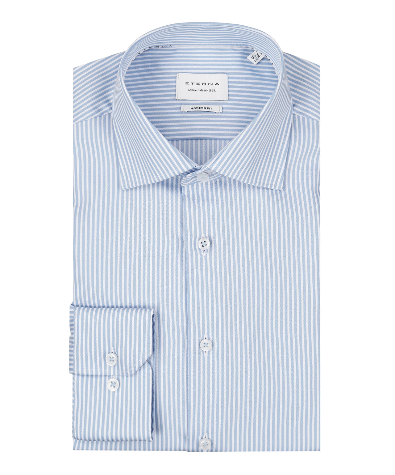 Shirt Katoen | Lichtblauw/Wit mini streep