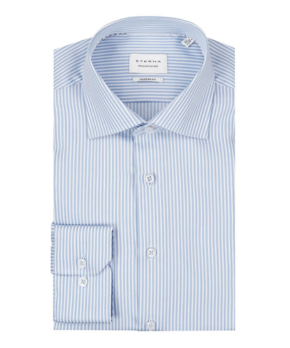 Shirt Katoen | Lichtblauw/Wit mini streep