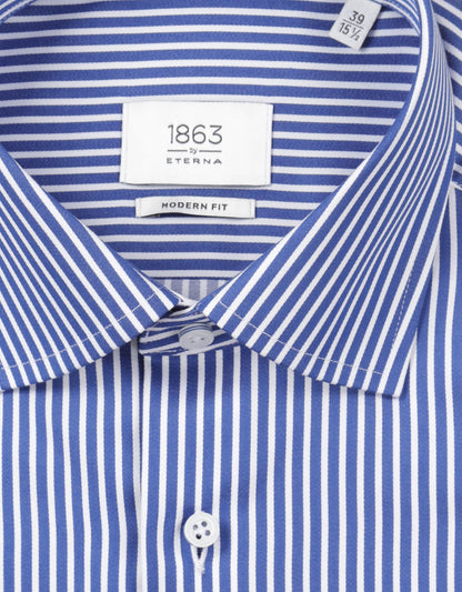 Shirt striped semi spread collar | Blue